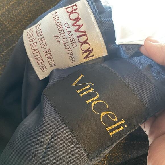 Vinceli Men Blazer Sport Coat Casual Jacket Sz 44R Wool Brown Blue Check Formal - Picture 6 of 10
